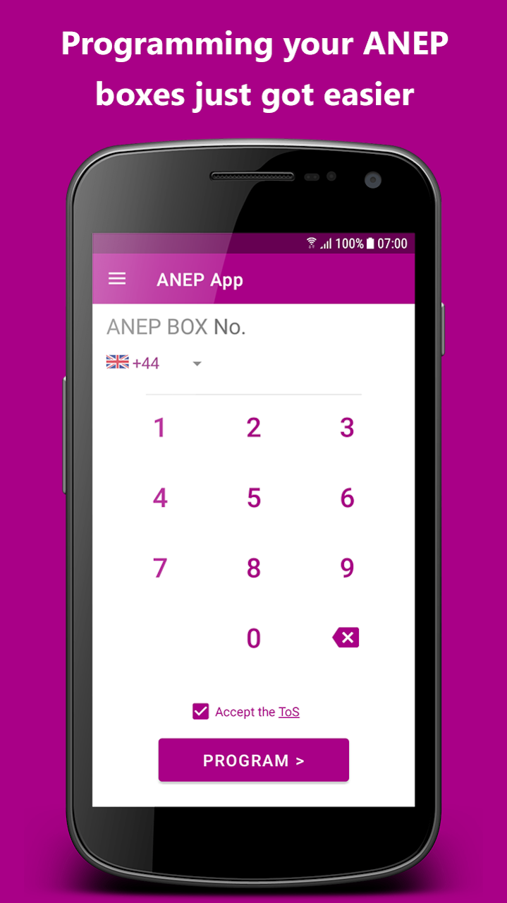 ANEP Mobile keypad screen